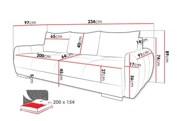 Simerly Sofa 3-personers - Sort - Møbler - Sofaer - 3 personers sofa
