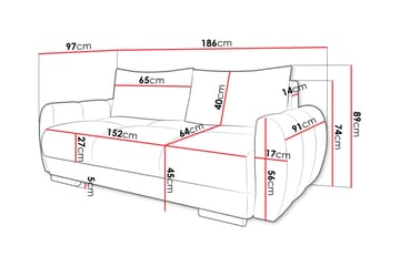 Simerly Sofa 3-personers - Sort - Møbler - Sofaer - 3 personers sofa