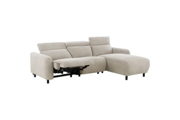 Skaane 3-personers Højre L-formet Hjørnesofa med Recliner i Fløjlskord - Hvid - Møbler - Sofaer - Recliner sofaer