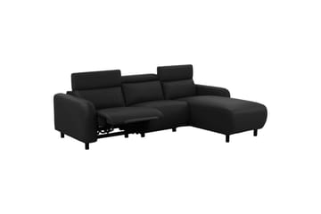 Skaane 3-personers Højre L-formet Hjørnesofa med Recliner i Kunstlæder - Sort - Møbler - Sofaer - Lædersofaer