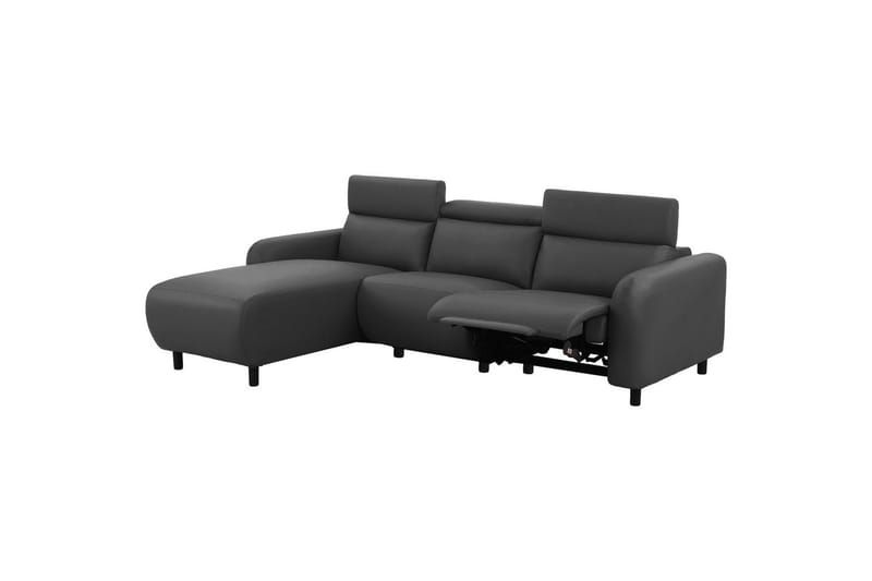 Skaane 3-personers Venstre L-formet Hjørnesofa med Recliner i Kunstlæder - Grå - Møbler - Sofaer - Recliner sofaer