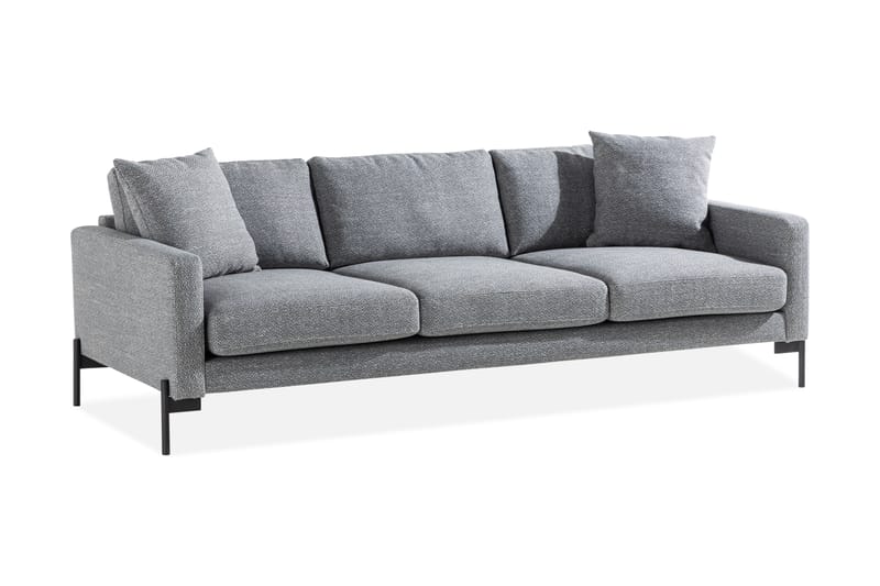 Skonsam 3-personers Sofa med Pyntepuder - Grå - 3 personers sofa
