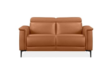Sofa 2-sæders Lund Cognac, Læder/PU, Manuel liggestol - Cognac, Læder/PU, Manuel liggestol - Møbler - Sofaer - Lædersofaer