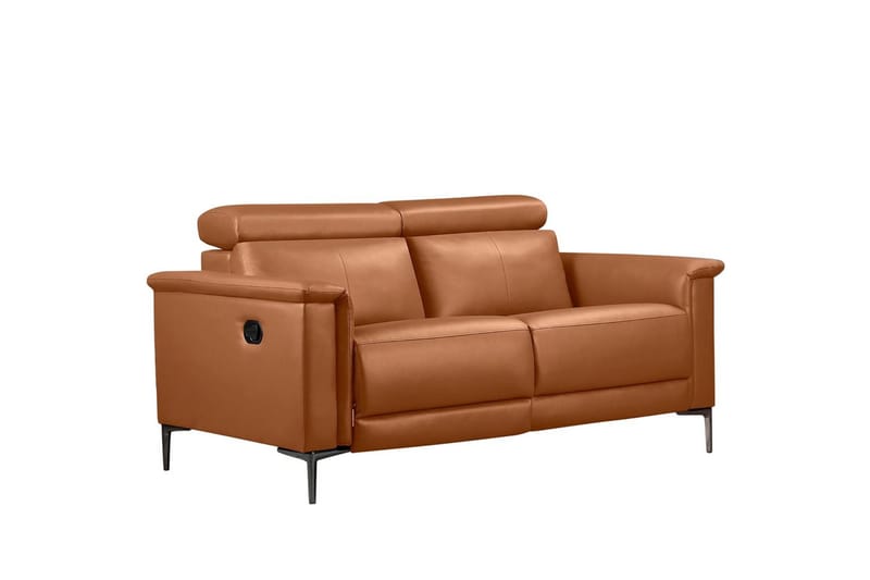 Sofa 2-sæders Lund Cognac, Læder/PU, Manuel liggestol - Cognac, Læder/PU, Manuel liggestol - Møbler - Sofaer - Lædersofaer