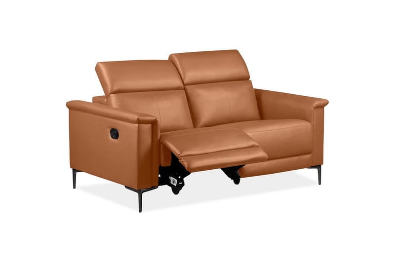 Sofa 2-sæders Lund Cognac, Læder/PU, Manuel liggestol - Cognac, Læder/PU, Manuel liggestol - Møbler - Sofaer - Lædersofaer