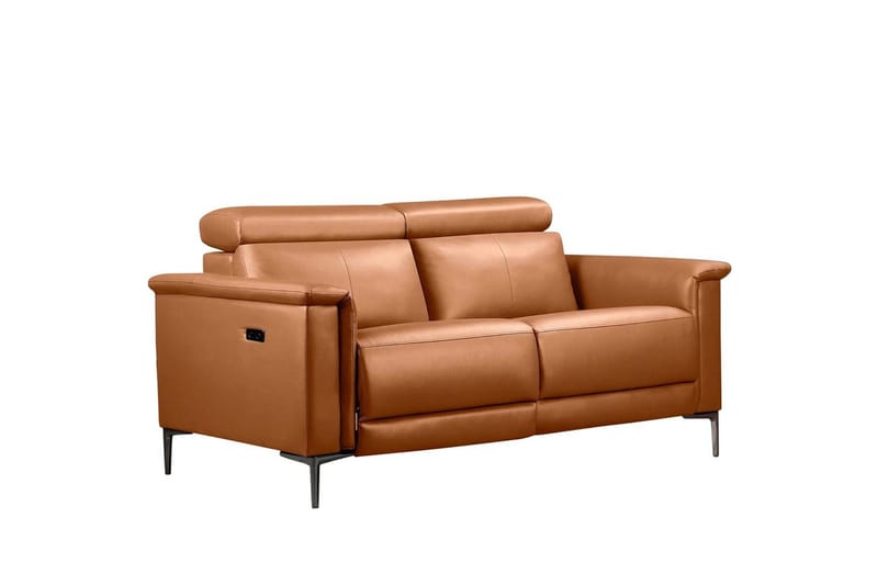 Sofa 2-sæders Lund Cognac, PU, Elektrisk hvilestol, Cognac, PU, Elektrisk hvilestol