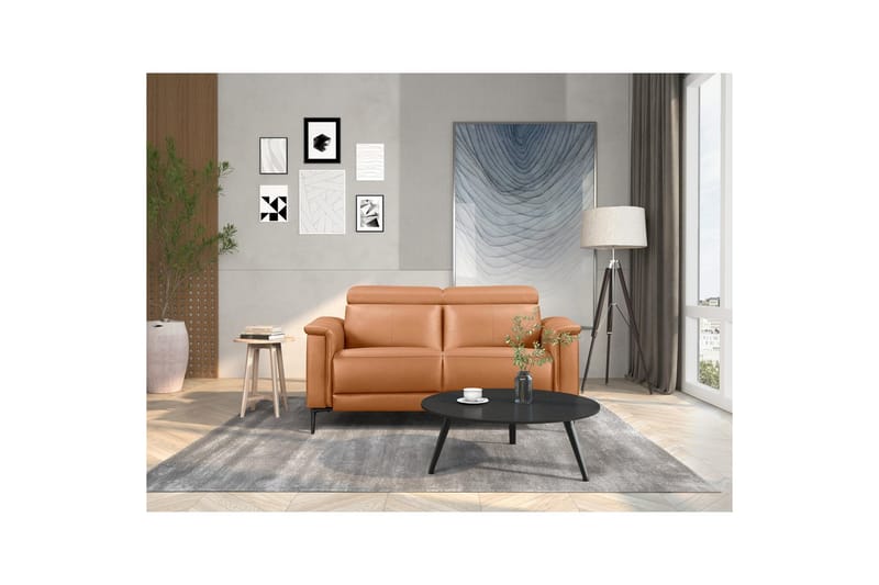 Sofa 2-sæders Lund Cognac, PU, Elektrisk hvilestol - Cognac, PU, Elektrisk hvilestol - Møbler - Sofaer - Recliner sofaer - 2 personers biografsofa & reclinersofa