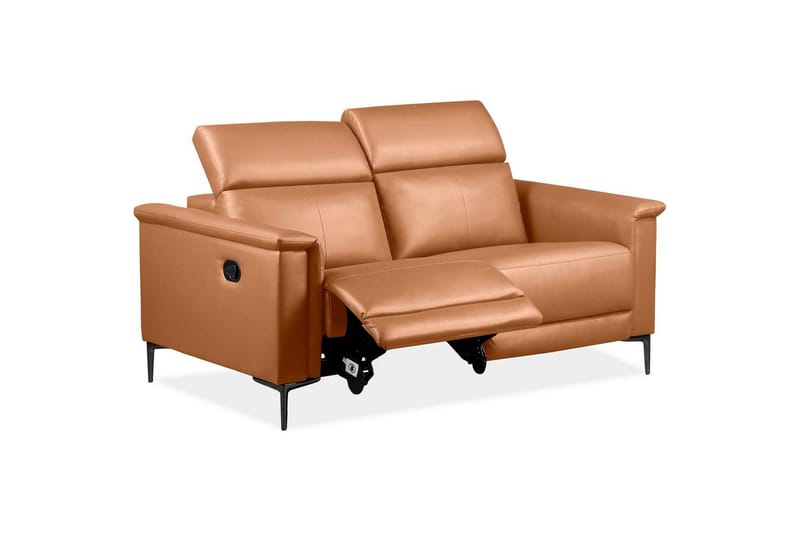 Sofa 2-sæders Lund Cognac, PU, Manuel liggestol - Cognac, PU, Manuel liggestol - Møbler - Sofaer - Lædersofaer