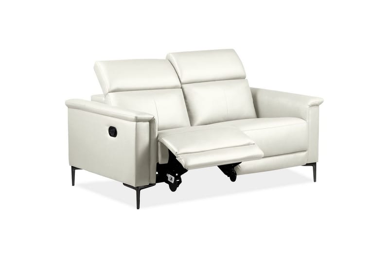Sofa 2-sæders Lund Creme, PU, Manuel liggestol - Creme, PU, Manuel liggestol - Møbler - Sofaer - Recliner sofaer - 2 personers biografsofa & reclinersofa