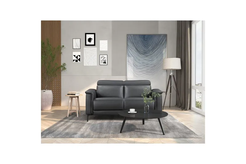 Sofa 2-sæders Lund Grå, PU, Elektrisk hvilestol - Grå, PU, Elektrisk hvilestol - Møbler - Sofaer - Lædersofaer