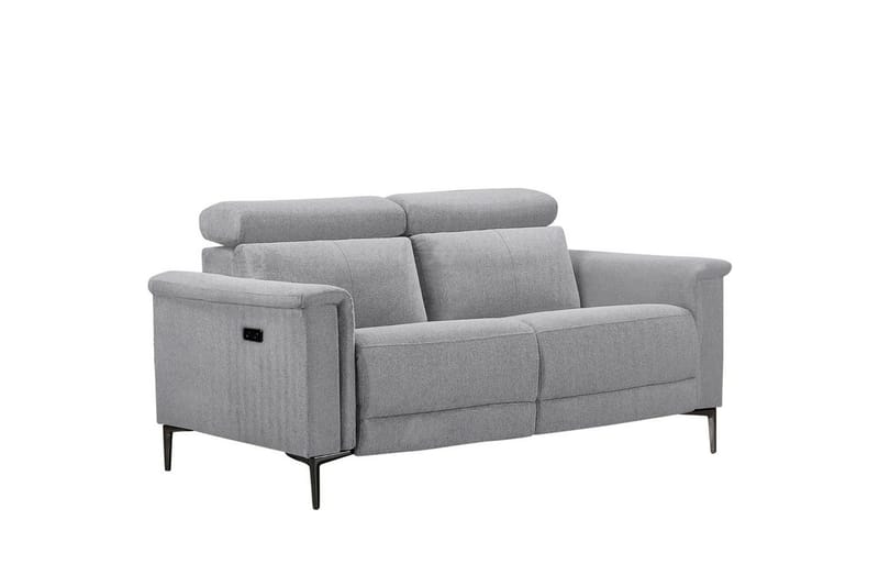 Sofa 2-sæders Lund Lys Grå, Belfast stof, Elektrisk hvilestol, Lys Grå, Belfast stof, Elektrisk hvilestol