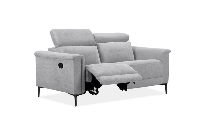 Sofa 2-sæders Lund Lys Grå, Belfast stof, Manuel liggestol - Lys Grå, Belfast stof, Manuel liggestol - Møbler - Sofaer - 2 personers sofa