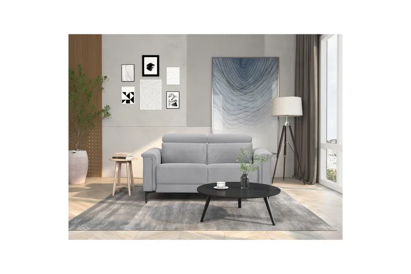 Sofa 2-sæders Lund Lys Grå, Belfast stof, Manuel liggestol - Lys Grå, Belfast stof, Manuel liggestol - Møbler - Sofaer - 2 personers sofa