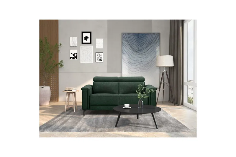 Sofa 2-sæders Lund Mørkegrøn, Belfast stof, Elektrisk hvilestol - Mørkegrøn, Belfast stof, Elektrisk hvilestol - Møbler - Sofaer - Recliner sofaer - 2 personers biografsofa & reclinersofa