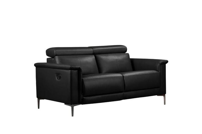 Sofa 2-sæders Lund Sort, Læder/PU, Manuel liggestol - Sort, Læder/PU, Manuel liggestol - Møbler - Sofaer - Lædersofaer