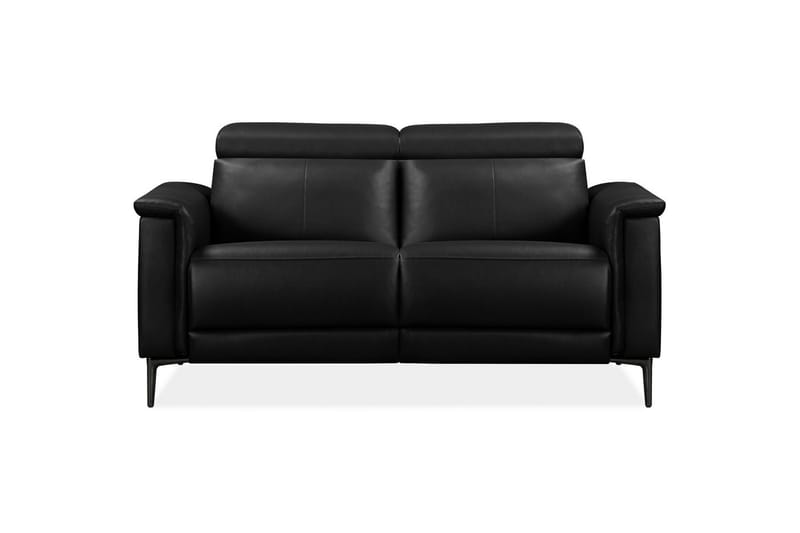 Sofa 2-sæders Lund Sort, Læder/PU, Manuel liggestol - Sort, Læder/PU, Manuel liggestol - Møbler - Sofaer - Lædersofaer