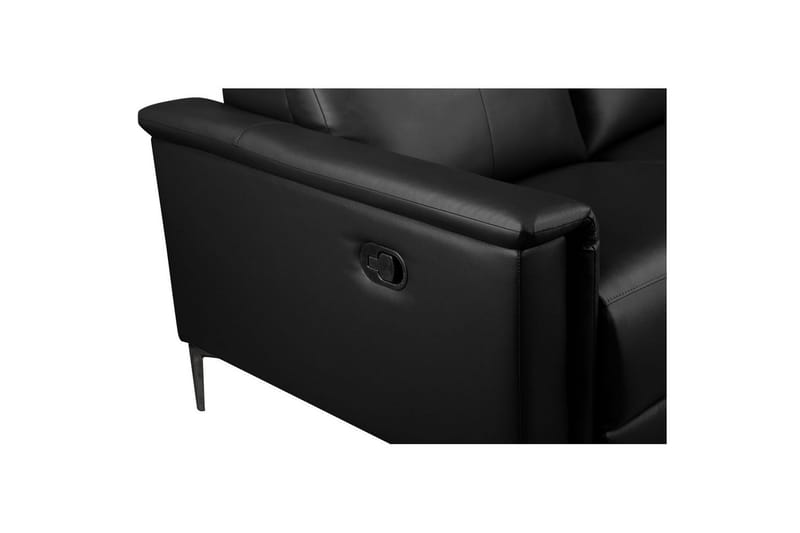 Sofa 2-sæders Lund Sort, Læder/PU, Manuel liggestol - Sort, Læder/PU, Manuel liggestol - Møbler - Sofaer - Lædersofaer