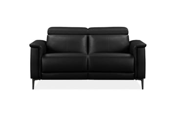 Sofa 2-sæders Lund Sort, Læder/PU, Manuel liggestol - Sort, Læder/PU, Manuel liggestol - Møbler - Sofaer - Lædersofaer