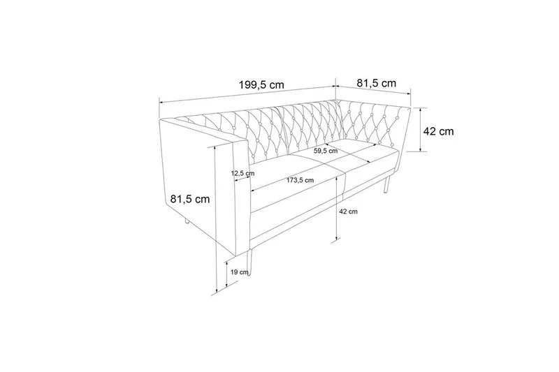 Sofa 2-sæders Marseille Elfenben - Elfenben - Møbler - Sofaer - Velour sofaer