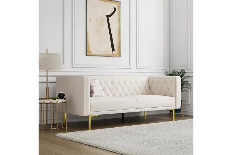 Sofa 2-sæders Marseille Elfenben - Elfenben - Møbler - Sofaer - Velour sofaer