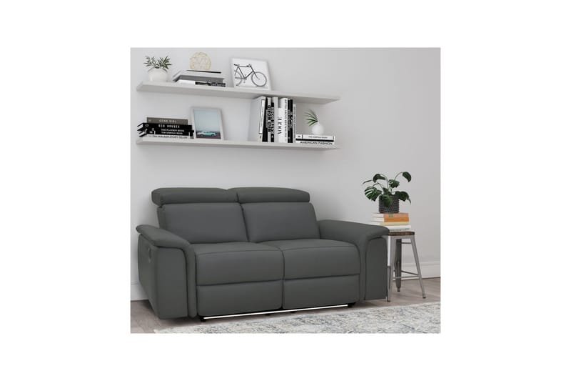 Sofa 2-sæders Pareli Grå, Læder/PU, Manuel liggestol - Grå, Læder/PU, Manuel liggestol - Møbler - Sofaer - Recliner sofaer