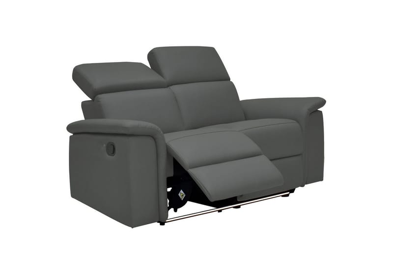 Sofa 2-sæders Pareli Grå, Læder/PU, Manuel liggestol - Grå, Læder/PU, Manuel liggestol - Møbler - Sofaer - Lædersofaer