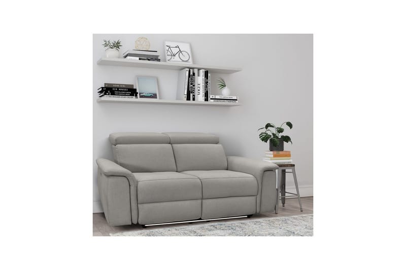 Sofa 2-sæders Pareli Grå, Søndagsstof, Manuel liggestol - Grå, Søndagsstof, Manuel liggestol - Møbler - Sofaer - Recliner sofaer - 2 personers biografsofa & reclinersofa