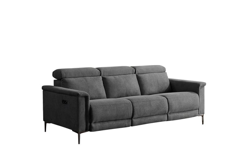 Sofa 3-sæders Lund Antracit, Belfast stof, Elektrisk hvilestol - Antracit, Belfast stof, Elektrisk hvilestol - Møbler - Sofaer - Recliner sofaer