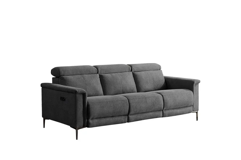 Sofa 3-sæders Lund Antracit, Belfast stof, Elektrisk hvilestol - Antracit, Belfast stof, Elektrisk hvilestol - Møbler - Sofaer - 3 personers sofa