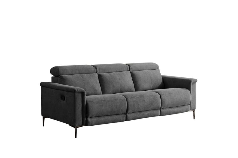 Sofa 3-sæders Lund Antracit, Belfast stof, Manuel liggestol - Antracit, Belfast stof, Manuel liggestol - Møbler - Sofaer - Recliner sofaer