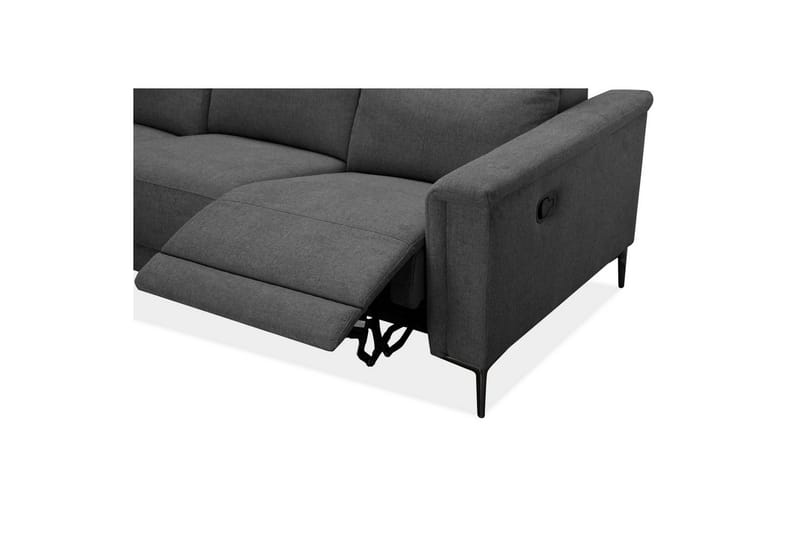 Sofa 3-sæders Lund Antracit, Belfast stof, Manuel liggestol - Antracit, Belfast stof, Manuel liggestol - Møbler - Sofaer - Recliner sofaer