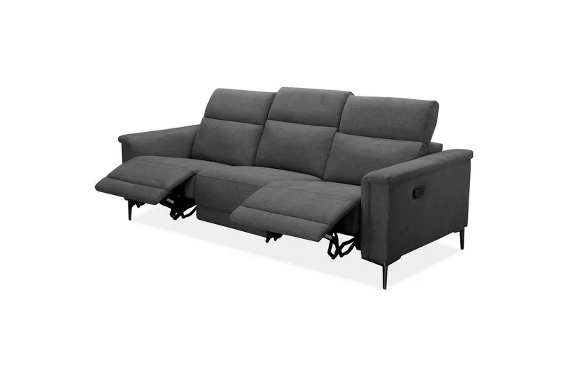 Sofa 3-sæders Lund Antracit, Belfast stof, Manuel liggestol - Antracit, Belfast stof, Manuel liggestol - Møbler - Sofaer - 3 personers sofa