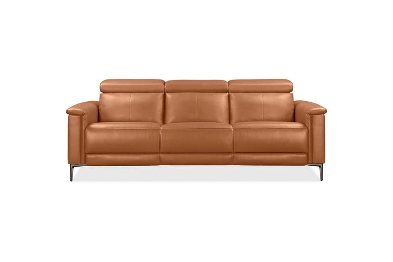 Sofa 3-sæders Lund Cognac, Læder/PU, Elektrisk hvilestol - Cognac, Læder/PU, Elektrisk hvilestol - Møbler - Sofaer - 3 personers sofa