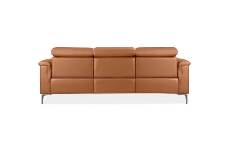 Sofa 3-sæders Lund Cognac, Læder/PU, Manuel liggestol - Cognac, Læder/PU, Manuel liggestol - Møbler - Sofaer - 3 personers sofa