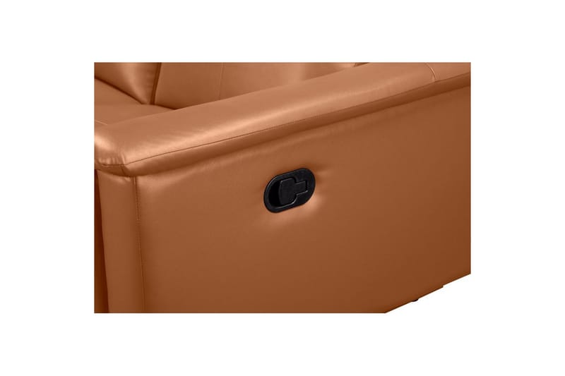 Sofa 3-sæders Lund Cognac, Læder/PU, Manuel liggestol - Cognac, Læder/PU, Manuel liggestol - Møbler - Sofaer - 3 personers sofa