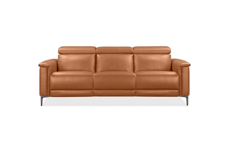 Sofa 3-sæders Lund Cognac, Læder/PU, Manuel liggestol - Cognac, Læder/PU, Manuel liggestol - Møbler - Sofaer - 3 personers sofa