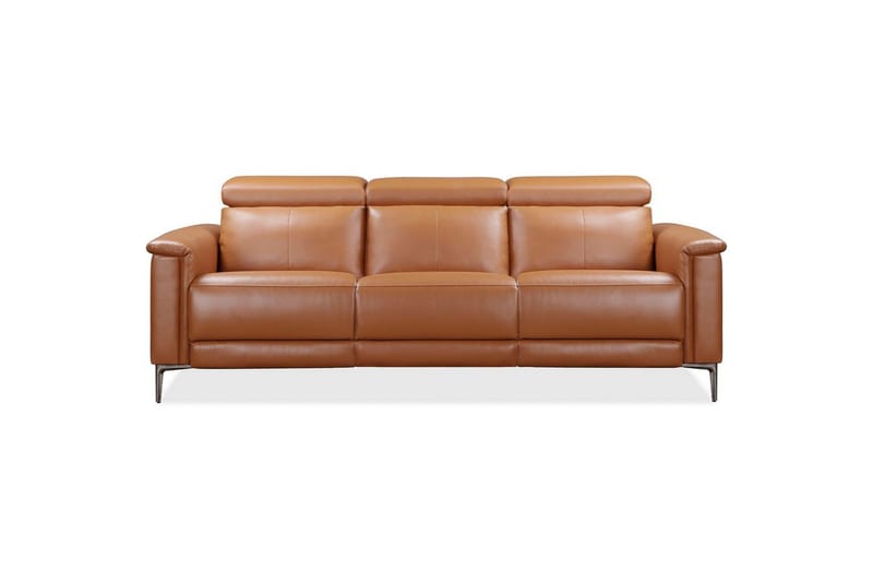 Sofa 3-sæders Lund Cognac, PU, Elektrisk hvilestol - Cognac, PU, Elektrisk hvilestol - Møbler - Sofaer - 3 personers sofa