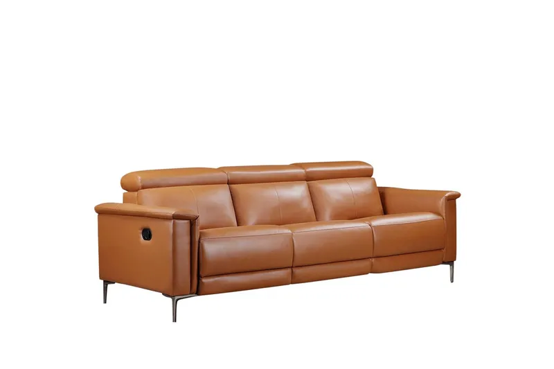 Sofa 3-sæders Lund Cognac, PU, Manuel liggestol, Cognac, PU, Manuel liggestol