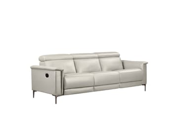 Sofa 3-sæders Lund Creme, Læder/PU, Manuel liggestol