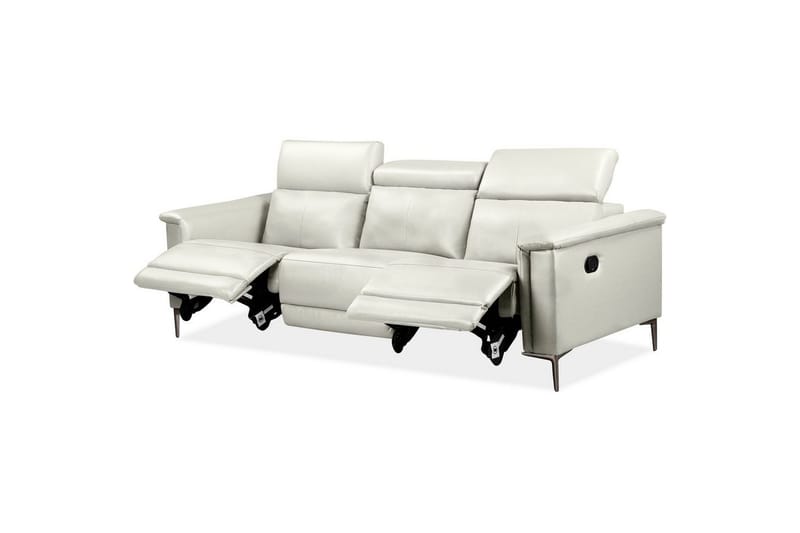 Sofa 3-sæders Lund Creme, PU, Manuel liggestol - Creme, PU, Manuel liggestol - Møbler - Sofaer - 3 personers sofa