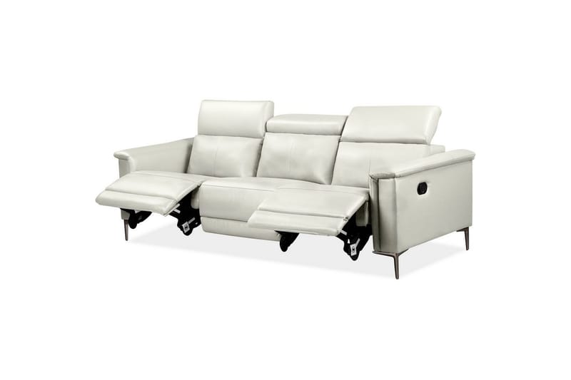 Sofa 3-sæders Lund Creme, PU, Manuel liggestol - Creme, PU, Manuel liggestol - Møbler - Sofaer - Recliner sofaer
