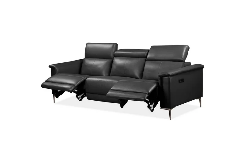 Sofa 3-sæders Lund Grå, Læder/PU, Elektrisk hvilestol - Grå, Læder/PU, Elektrisk hvilestol - Møbler - Sofaer - 3 personers sofa