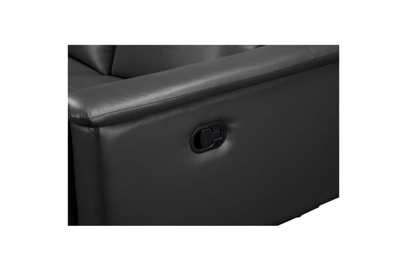 Sofa 3-sæders Lund Grå, Læder/PU, Manuel liggestol - Grå, Læder/PU, Manuel liggestol - Møbler - Sofaer - 3 personers sofa