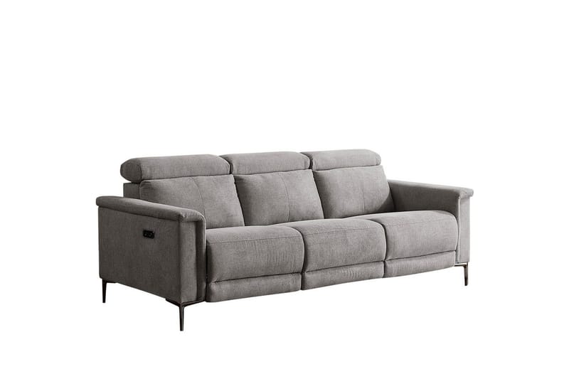 Sofa 3-sæders Lund Lys Grå, Belfast stof, Elektrisk hvilestol - Lys Grå, Belfast stof, Elektrisk hvilestol - Møbler - Sofaer - 3 personers sofa
