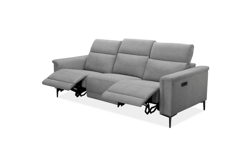 Sofa 3-sæders Lund Lys Grå, Belfast stof, Elektrisk hvilestol - Lys Grå, Belfast stof, Elektrisk hvilestol - Møbler - Sofaer - 3 personers sofa