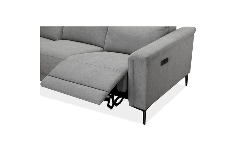 Sofa 3-sæders Lund Lys Grå, Belfast stof, Elektrisk hvilestol - Lys Grå, Belfast stof, Elektrisk hvilestol - Møbler - Sofaer - 3 personers sofa