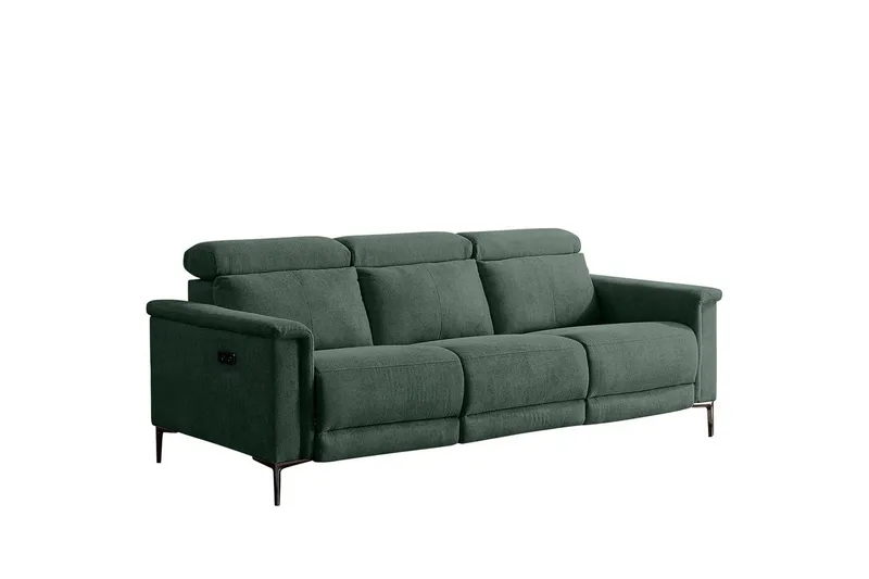 Sofa 3-sæders Lund Mørkegrøn, Belfast stof, Elektrisk hvilestol, Mørkegrøn, Belfast stof, Elektrisk hvilestol