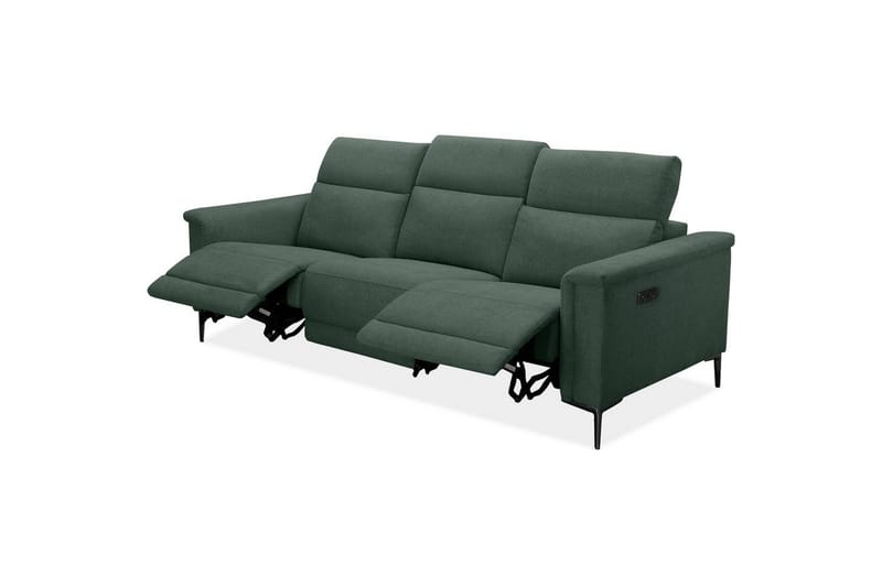 Sofa 3-sæders Lund Mørkegrøn, Belfast stof, Elektrisk hvilestol - Mørkegrøn, Belfast stof, Elektrisk hvilestol - Møbler - Sofaer - 3 personers sofa