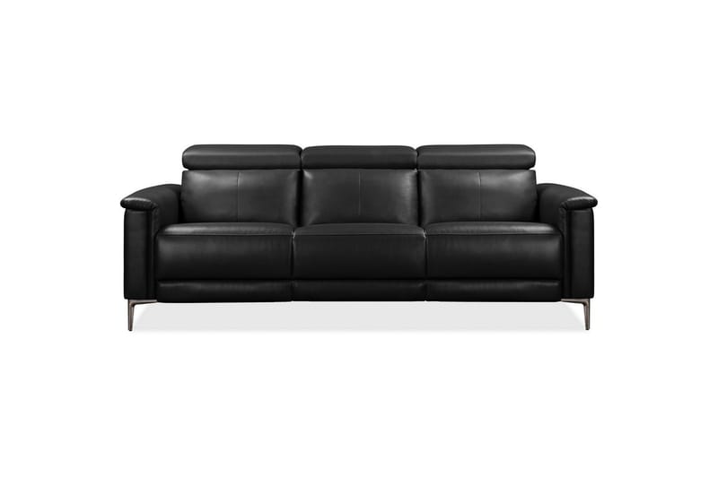 Sofa 3-sæders Lund Sort, Læder/PU, Elektrisk hvilestol - Sort, Læder/PU, Elektrisk hvilestol - Møbler - Sofaer - Lædersofaer