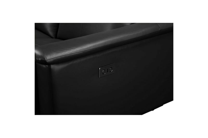 Sofa 3-sæders Lund Sort, Læder/PU, Elektrisk hvilestol - Sort, Læder/PU, Elektrisk hvilestol - Møbler - Sofaer - Lædersofaer